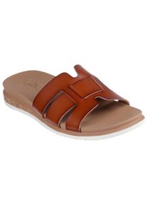 Skechers Damen Pantolette "DESERT KISS LOW-PEAK LOOK", Gr. 40, braun, Lederimitat, modisch, Schuhe, Flats, Sandale mit Fußbett