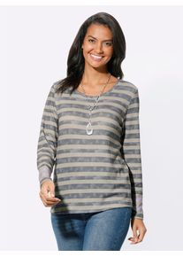 Casual Looks Damen T-Shirt "Shirt", beige, Gr. 40, gemustert, gestreift, mehrfarbig, 95% Polyester, 5% Elasthan, Shirts
