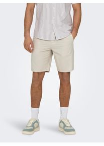 Only & Sons ONLY & SONS Herren Shorts "ONSLEO LIFE 0009 SEERSUCKER SHORTS NOOS", beige, modisch, Gr. S, unifarben, Web, Obermaterial: 100% Baumwolle, Hosen