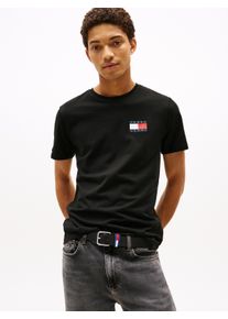 Tommy Jeans Herren T-Shirt "TJM SLIM ESSENTIAL FLAG TEE EXT", schwarz, casual, Gr. XXL, Single Jersey, Obermaterial: 100% Baumwolle, Shirts, Mit