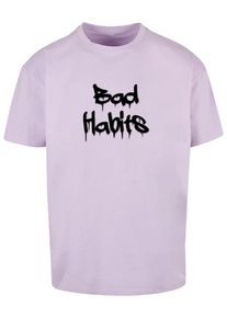 Merchcode Herren T-Shirt "Merchcode Herren Bad Habits Heavy Oversize Tee", lila, casual, Gr. M, bedruckt, 100% Baumwolle, Shirts