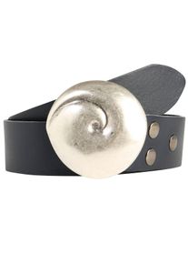 Damen Ledergürtel, blau, casual,modisch, Gr. 110, RETTUNGSRING BY SHOWROOM 019, unifarben, Leder, Gürtel, mit austauschbarer Schließe »Muschel Rund
