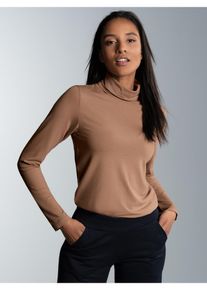 TRIGEMA Damen Rollkragenshirt "TRIGEMA Rollkragen-Shirt aus elastischer Viskose", braun, Basic, Gr. M, 94% Viskose, 6% Elastan, Shirts