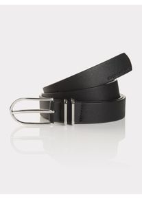 Tom Tailor Damen Ledergürtel, schwarz, casual,klassisch, Gr. 90, unifarben, Rindsleder, Gürtel, mit 2,5 cm Breite perfekt für sowohl Casual- als auch