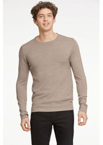 LINDBERGH Herren Rundhalspullover, beige, casual, Gr. M, unifarben, Strick, Obermaterial: 50% Wolle, 50% Polyacryl, Pullover, mit Rundhalsausschnitt