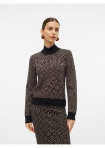Véro Moda VERO MODA Damen Strickpullover "VMARIA ART LS HIGH-NECK PULLOVER GA", schwarz, modisch, Gr. L, Strick, Obermaterial: 52% Viskose, 28% Polyester, 20%