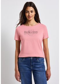 Street One Damen T-Shirtblush peach, casual, Gr. 46, bedruckt, Web, 100% Baumwolle, Shirts, aus reiner Baumwolle