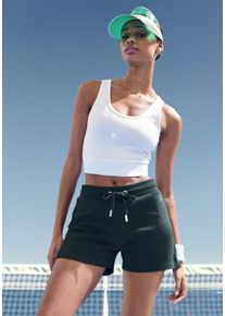 active by Lascana LASCANA ACTIVE Damen Shorts, blau, sportlich, Gr. S, unifarben, Interlock, Obermaterial: 100% Baumwolle, Hosen, mit kleinen Seitenschlitzen