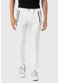 Cipo & Baxx CIPO & BAXX Herren Jogginghose "HOMEWEAR", beige, Gr. L, bedruckt, 65% Baumwolle;35% Polyester, Hosen, mit dezenten Print an den Beinen