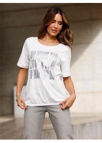 Classic Basics Damen T-Shirt "Kurzarm-Shirt", beige, Gr. 40, bedruckt, gemustert, 100% Baumwolle, Shirts