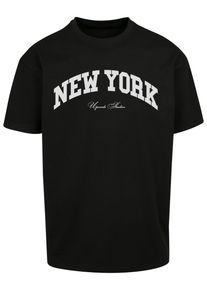 Herren T-Shirt "Upscale by Mister Tee Herren New York College Oversize Tee", schwarz, casual, Gr. M, UPSCALE BY MISTER TEE, bedruckt, 100% Baumwolle,