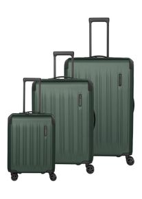 Travelite Trolleyset "DYNAMIIC S/M/L, verschiedene Farben", grün, ABS, unifarben mit Farbeinsätzen, Koffer-Sets, Hartschalen-Koffer ABS