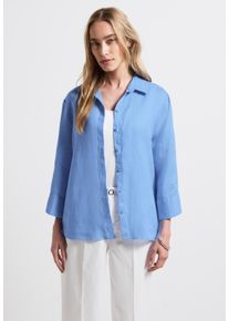 Street One Damen Hemdbluseserenity blau, casual, Gr. 36, unifarben, Web, 100% Leinen, Blusen, mit 3/4 Ärmeln