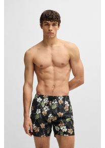 BOSS Herren Badeshorts "Piranha", schwarz, sportlich, Gr. XXXL, gemustert, Microfaser, Polyester, Badehosen, mit buntem Alloverdruck