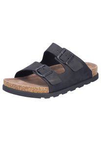 Rieker Herren Pantolette, Gr. 40, schwarz, Nubukleder, klassisch, Schuhe, Sommerschuh, Strandschuh, Hausschuh mit bequemem Fußbett