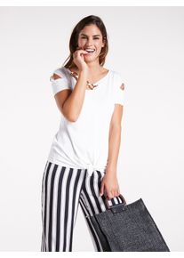 Heine Damen Rundhalsshirt "Shirt", weiß, Gr. 34, unifarben, 95% Viskose, 5% Elasthan, Shirts