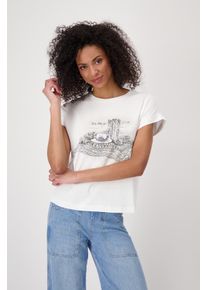 monari Damen T-Shirt "Shirt Cowboy Stiefel", beige, modisch, Gr. 44, unifarben, Web, Obermaterial: 48% Modal, 47% Baumwolle, 5% Elasthan, Shirts, Mit