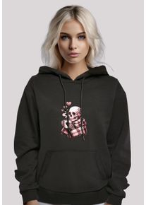 F4NT4STIC Damen Kapuzenpullover "Cozy Winter Skelett", schwarz, casual, Gr. S, Obermaterial: 65% Baumwolle, 35% Polyester, Pullover, Premium Qualität