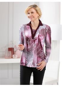 CLASSIC Damen 2-in-1-Shirt "Poloshirt", rot, Gr. 40, gemustert, animal-print, mehrfarbig, 95% Viskose, 5% Elasthan, Shirts