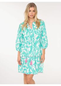 Zwillingsherz Damen Sommerkleid ""Blätter Zweifarbig"", grün, modisch, Gr. S, gemustert, Web, Obermaterial: 100% Baumwolle, Kleider, mit Tasseln und