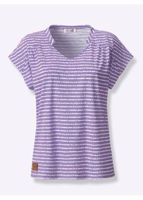 Casual Looks Damen V-Shirt "Shirt", lila, Gr. 36, gemustert, gestreift, 100% Baumwolle, Shirts