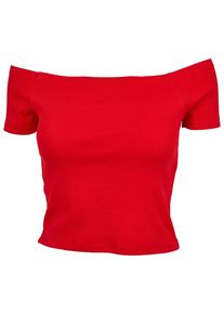 Urban Classics Herren T-Shirt "Urban Classics Damen Ladies Off Shoulder Rib Tee", rot, casual, Gr. L, unifarben, 97% Baumwolle, 3% Elasthan, Shirts