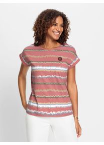 Casual Looks Damen Kurzarmshirt "Shirt", rot, Gr. 40, gemustert, mehrfarbig, bedruckt, gestreift, 100% Baumwolle, Shirts