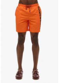 Superdry Herren Badeshorts "SPORT GRAPHIC 17 SWIM SHORT"denver orange, modisch, Gr. L, bedruckt, Web, Polyester, Badehosen