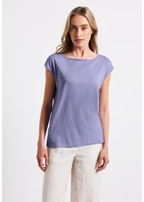 Street One Damen T-Shirt, lila, casual, Gr. 38, unifarben, Web, Stoff, 50% Baumwolle, 50% Modal, Shirts, mit U-Boot-Ausschnitt