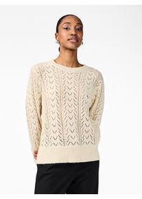 Y.A.S Damen Rundhalspullover "YASTELLA LS KNIT PULLOVER S. NOOS", beige, casual, Gr. XL, unifarben, Strick, Obermaterial: 56% Polyester, 28%