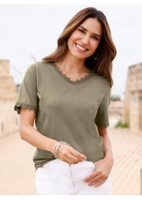 Classic Basics Damen V-Shirt "Shirt", grün, Gr. 46, unifarben, 100% Baumwolle, Shirts