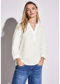 Street One Damen Klassische Bluse, weiß, casual, Gr. 34, unifarben, Web, 60% Leinen, 40% Baumwolle, Blusen, mit 3/4 Ärmeln