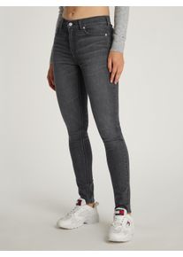 Tommy Jeans Damen Skinny-fit-Jeans "NORA MR SKNY", schwarz, casual, Gr. 25, unifarben, Denim/Jeans, Obermaterial: 92% Baumwolle, 6% Elastomultiester,