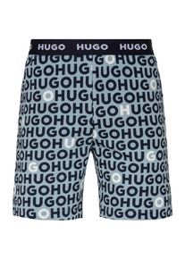 HUGO UNDERWEAR Herren Pyjamashorts "TORTUGA_SHORT", Gr. S, blau, Jersey, Obermaterial: 95% Baumwolle, 5% Elasthan, gemustert, casual, Hosen, mit