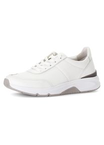 Damen Keilsneaker, Gabor Rollingsoft, Gr. 43, weiß, Kalbsleder, Textil, unifarben, sportlich, Schuhe, Freizeitschuh, Halbschuh, Schnürer,