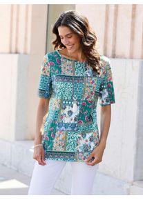 Inspirationen Damen Print-Shirt "Print-Shirt", grün, Gr. 38, gemustert, mehrfarbig, bedruckt, 50% Baumwolle, 50% Modal, Shirts