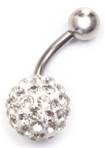 Firetti Bauchnabelpiercing "Schmuck Geschenk Piercing Körperschmuck Kugel", silber, Edelstahl, Piercings, mit Glasstein