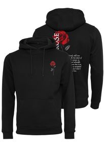 MisterTee Herren Kapuzensweatshirt "MisterTee Herren Wild Rose Hoody", schwarz, Gr. XS, bedruckt, 100% Baumwolle, Sweatshirts