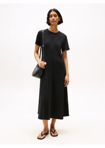 Tommy Hilfiger Damen Shirtkleid "MODERN CODY ANKLE TEE DRS", schwarz, casual, Gr. XS, unifarben, Jersey, Obermaterial: 100% Baumwolle, Kleider