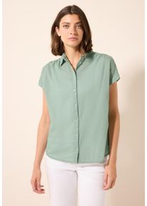 Cecil Damen Kurzarmblusematcha grün, casual, Gr. XL, unifarben, Web, 100% Baumwolle, Blusen, aus reiner Baumwolle