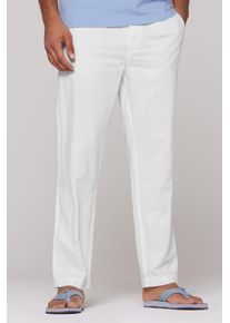 CMPD Herren Leinenhose, weiß, casual, Gr. S, bestickt, Material: 53% Leinen, 47% Baumwolle, Hosen, mit Elastikbund und Kordel
