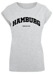 Merchcode Herren T-Shirt "Merchcode Damen Ladies Hamburg Wording - T-Shirt", grau, casual, Gr. 4XL, bedruckt, 100% Baumwolle, Shirts