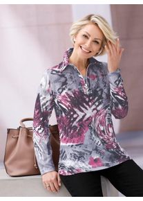 Classic Basics Damen Poloshirt "Winter-Shirt", rot, Gr. 40, gemustert, mehrfarbig, 100% Polyester, Shirts