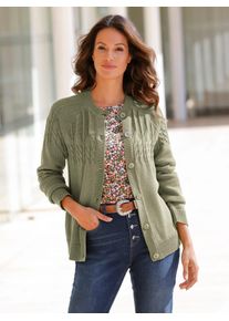 Inspirationen Damen Strickjacke, grün, Gr. 38, meliert, 50% Baumwolle, 50% Polyacryl, Strickjacken