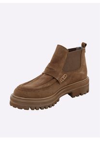 Heine Damen Stiefelette, Gr. 37, braun, Leder, Veloursleder, modisch, Schuhe
