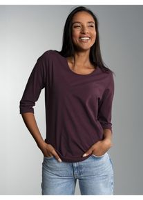 TRIGEMA Damen T-Shirt "TRIGEMA 3/4 Arm Shirt aus Biobaumwolle", lila, Basic, Gr. XL, 100% Baumwolle (Bio-Baumwolle kbA), Shirts