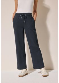 Cecil Damen Stoffhose, blau, casual, Gr. L, unifarben, Web, 80% Baumwolle, 15% Polyester, 5% Elasthan, Hosen, High Waist