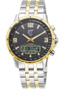 ETT Herren Funkchronograph "Professional", silber, Armbanduhren, Armbanduhr, Herrenuhr, Stoppfunktion, Datum, Solar, Edelstahlarmband