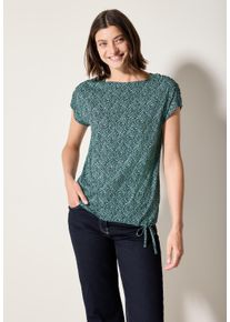 Cecil Damen T-Shirtslate khaki, casual, Gr. XXL, bedruckt, Web, Stoff, 50% Baumwolle, 50% Modal, Shirts, mit Tunnelzug am Saum
