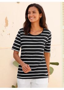 Casual Looks Damen Kurzarmshirt "Ringelshirt", schwarz, Gr. 36, gemustert, mehrfarbig, gestreift, 100% Baumwolle, Shirts